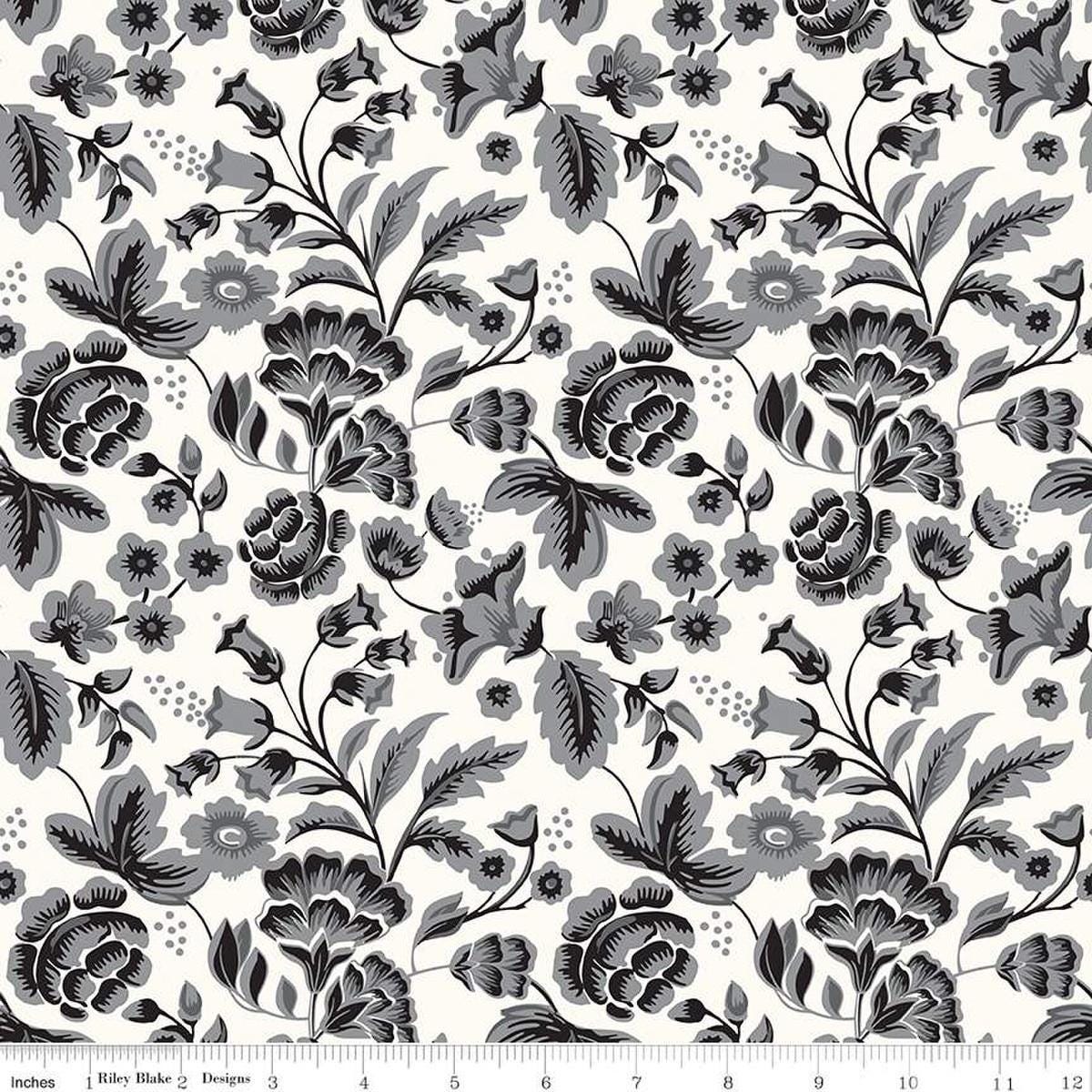 Image of the Midnight Meadow Main Cream by My Minds Eye for Riley Blake Designs. Features sprigs of flowers and leaves on a cream background. 
Cute Little Fabric Shop