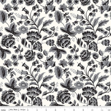 Image of the Midnight Meadow Main Cream by My Minds Eye for Riley Blake Designs. Features sprigs of flowers and leaves on a cream background. 
Cute Little Fabric Shop