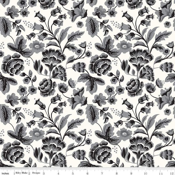 Image of the Midnight Meadow Main Cream by My Minds Eye for Riley Blake Designs. Features sprigs of flowers and leaves on a cream background. 
Cute Little Fabric Shop