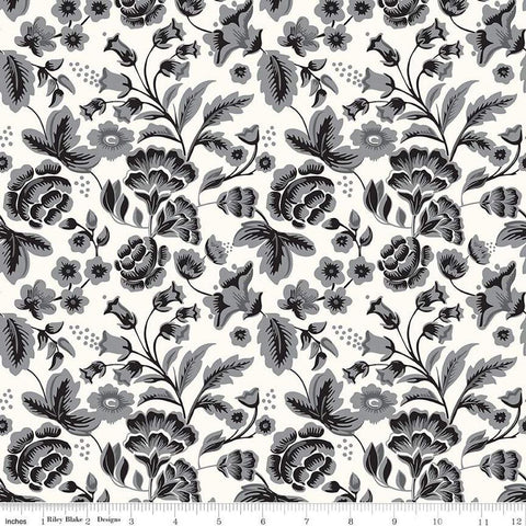 Image of the Midnight Meadow Main Cream by My Minds Eye for Riley Blake Designs. Features sprigs of flowers and leaves on a cream background. 
Cute Little Fabric Shop