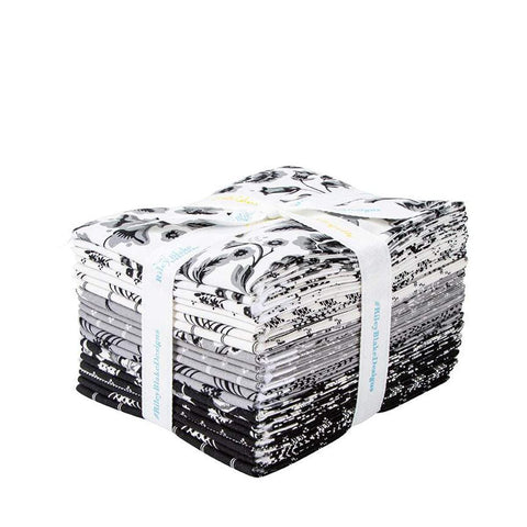 Image of the Midnight Meadow Quilting Cotton Fat Quarter Bundle by My Minds Eye for Riley Blake Designs. Features black, white, and grey fabrics with various patterns.
Cute Little Fabric Shop