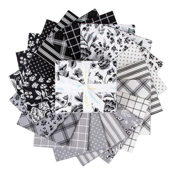 Image of the Midnight Meadow Quilting Cotton Fat Quarter Bundle by My Minds Eye for Riley Blake Designs. Features black, white, and grey fabrics with various patterns.
Cute Little Fabric Shop