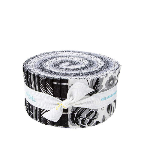 Image of the Midnight Meadow Quilting Cotton Rolie Polie by My Minds Eye for Riley Blake Designs. Features black, white, and grey fabrics with various patterns.
Cute Little Fabric Shop