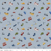Image of the It Takes a Village Traffic Jam Gray quilting cotton fabric by Jennifer Long for Riley Blake Designs. Features scattered vehicles on a tone-on-tone textured gray background. 
Cute Little Fabric Shop