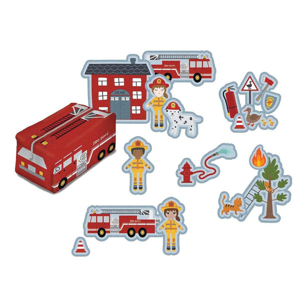 Image of the It Takes a Village Felt Panel by Jennifer Long for Riley Blake Designs. Features first responders, buildings, and vehicles. 
Cute Little Fabric Shop