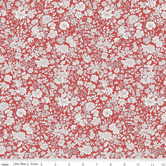 SALE Emily Belle Collection 01666444A Crimson - Riley Blake Designs - Floral Flowers - Liberty Fabrics - Quilting Cotton Fabric