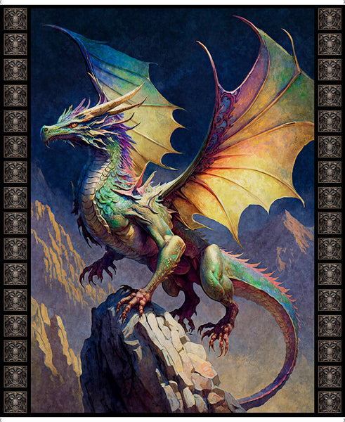 Dragon Fyre 30134 Panel  - QT Fabrics - Fire Breathing Dragon - Quilting Cotton Fabric