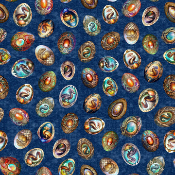 Dragon Fyre 29930 Dragon Eggs W - QT Fabrics - Fire Breathing Dragons - Quilting Cotton Fabric