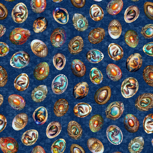 Dragon Fyre 29930 Dragon Eggs W - QT Fabrics - Fire Breathing Dragons - Quilting Cotton Fabric