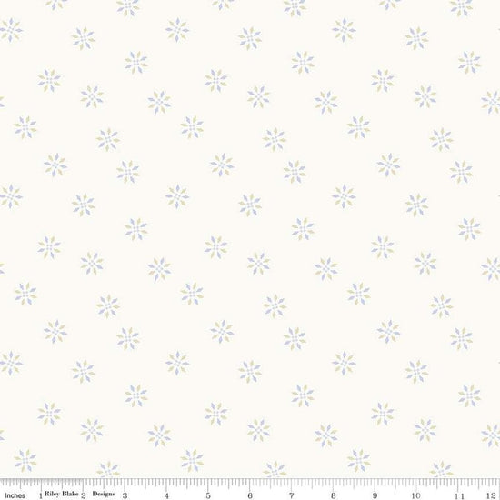 Image of the Hush Hush 4 Wink Wink quilting cotton fabric by Riley Blake Designs. Features a geometric snowflake design on a white background. 
Cute Little Fabric Shop