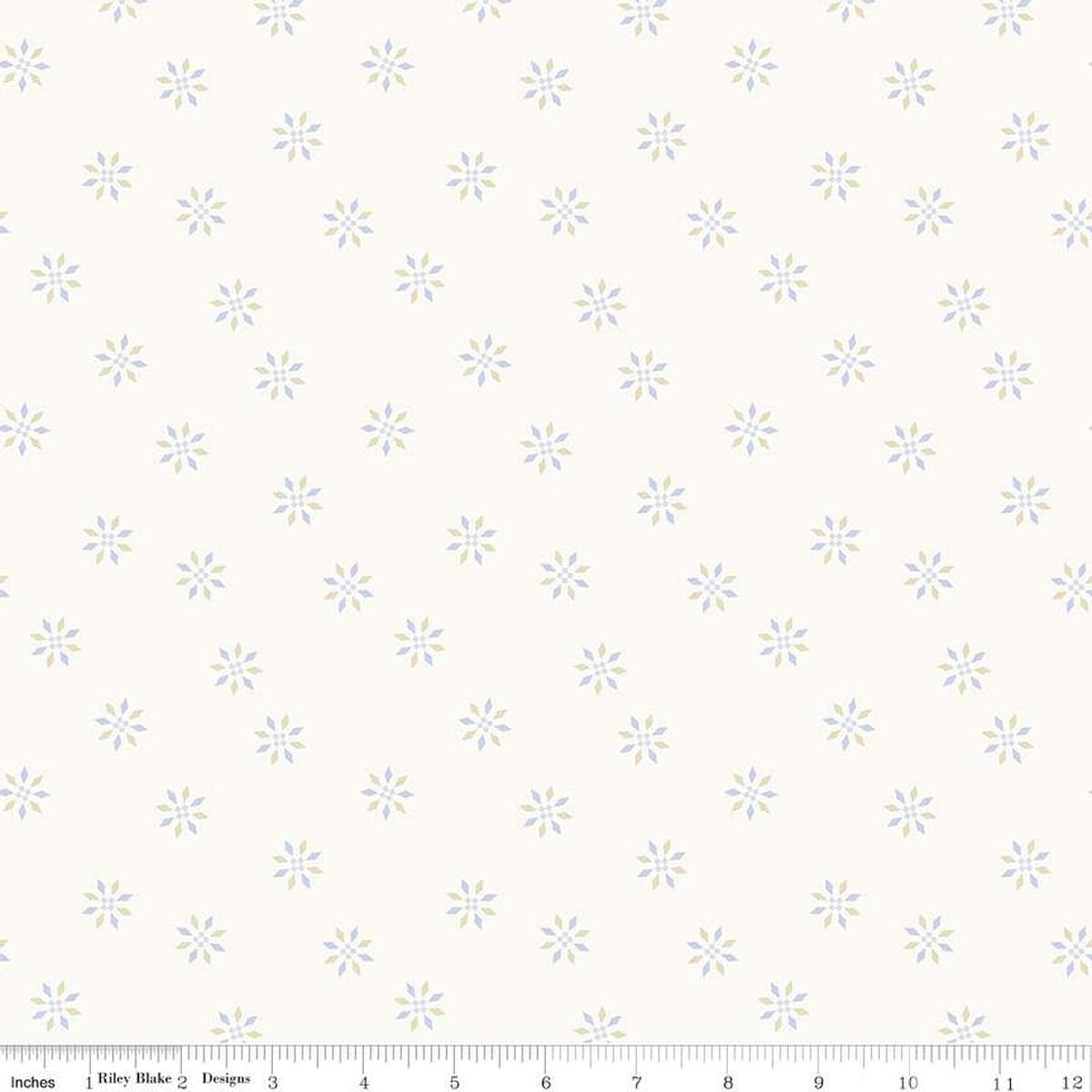 Image of the Hush Hush 4 Wink Wink quilting cotton fabric by Riley Blake Designs. Features a geometric snowflake design on a white background. 
Cute Little Fabric Shop