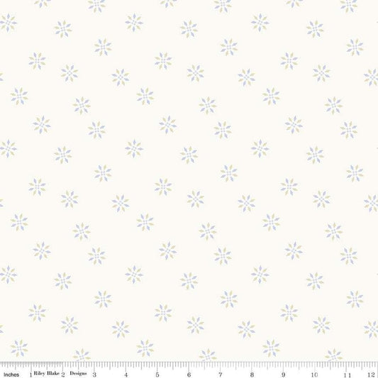 Image of the Hush Hush 4 Wink Wink quilting cotton fabric by Riley Blake Designs. Features a geometric snowflake design on a white background. 
Cute Little Fabric Shop