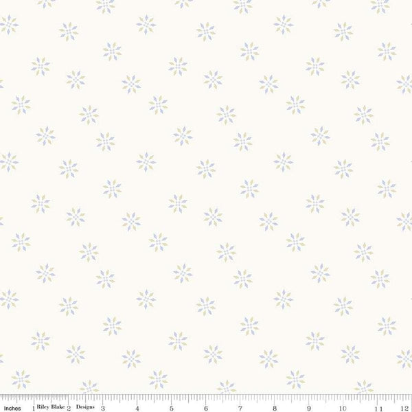 Image of the Hush Hush 4 Wink Wink quilting cotton fabric by Riley Blake Designs. Features a geometric snowflake design on a white background. 
Cute Little Fabric Shop