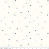 Image of the Hush Hush 4 All Dresdened Up quilting cotton fabric by Riley Blake Designs. Features Dresden polka dots on a white background. 
Cute Little Fabric Shop