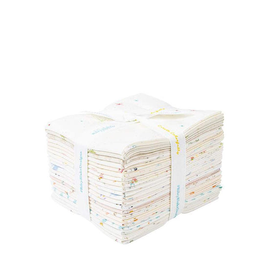 Image of the Hush Hush Fat Quarter Bundle by Riley Blake Designs. Features low volume designs on various white and cream backgrounds. 
Cute Little Fabric Shop