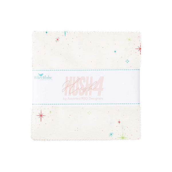 Image of the Hush Hush 5&quot; Stacker by Riley Blake Designs. Features low volume designs on various white and cream backgrounds. 
Cute Little Fabric Shop