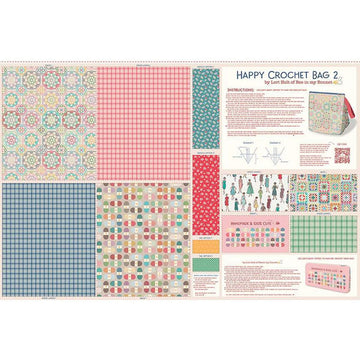 Image of the Chunky Thread Home Décor Happy Crochet & Crochet Hook Bags Panel by Lori Holt for Riley Blake Designs. Features the pieces and instructions for the Happy Crochet Bag and the Crochet Hook Bag. 
Cute Little Fabric Shop