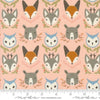 Woodland Wonder Animal Heads Blush quilting cotton fabric by Gingiber for Moda Fabrics. Features animal heads of owls, bears, and foxes on a light pink background. 
Cute Little Fabric Shop