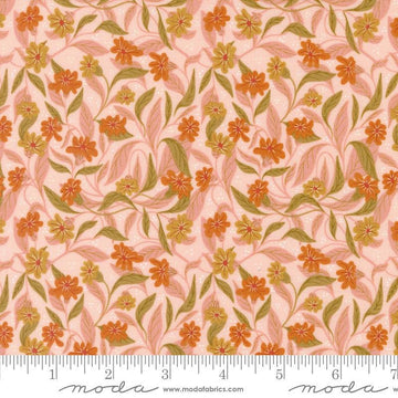 Woodland Wonder Floral Bludh quilting cotton fabric by Gingiber for Moda Fabrics. Features flowers, leaves, and dots on a light pink background. 
Cute Little Fabric Shop