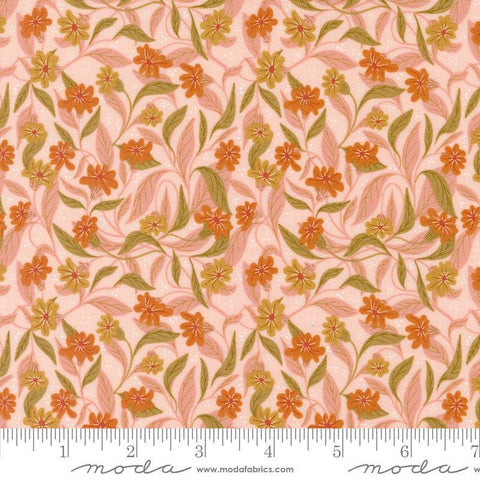 Woodland Wonder Floral Bludh quilting cotton fabric by Gingiber for Moda Fabrics. Features flowers, leaves, and dots on a light pink background. 
Cute Little Fabric Shop