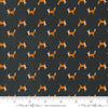 Woodland Wonder Fox Trot Midnight quilting cotton fabric by Gingiber for Moda Fabrics. Features small scattered foxes on a black background. 
Cute Little Fabric Shop