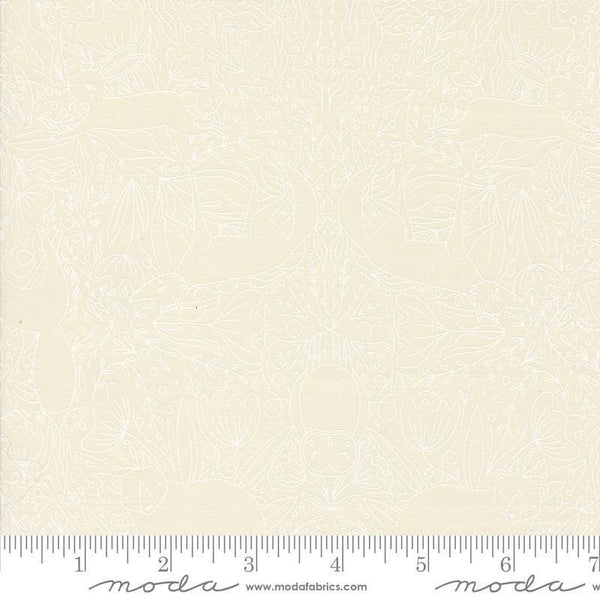 Image of the Woodland Wonder Frolic Cloud quilting cotton fabric by Gingiber for Moda Fabrics. Features outlines of animals and flowers on a cream background. 
Cute Little Fabric Shop