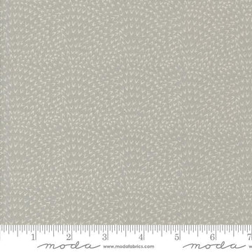 Image of the Woodland Wonder Angle Tangle Fog quilting cotton fabric by Gingiber for Moda Fabrics. Features v shaped marks on a gray background. 
Cute Little Fabric Shop