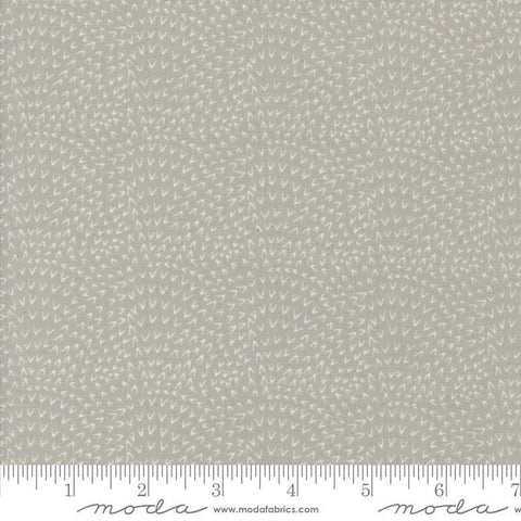 Image of the Woodland Wonder Angle Tangle Fog quilting cotton fabric by Gingiber for Moda Fabrics. Features v shaped marks on a gray background. 
Cute Little Fabric Shop