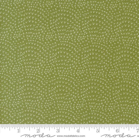 Image of the Woodland Wonder Angle Tangle Fern quilting cotton fabric by Gingiber for Moda Fabrics. Features v shaped marks on a green background. 
Cute Little Fabric Shop