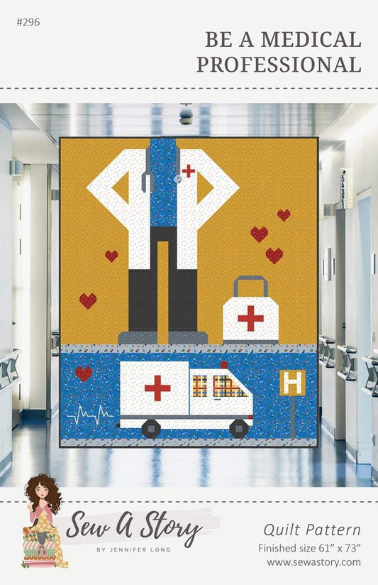 Image of the Be a Medical Professional Quilt Pattern by Jennifer Long for Riley Blake Designs. Features a lab coat, bag, and ambulance.
Cute Little Fabric Shop