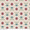 Image of the Home Town Holiday Stitchery Schoolhouse quilting cotton wide back fabric by Lori Holt for Riley Blake Designs. Features a damask-type design with flowers and leaves on a tan pink background. 
Cute Little Fabric Shop