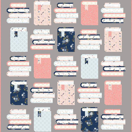 Image of the Book Nook pattern by Pen + Paper Patterns for Riley Blake Designs. Features books on a gray background quilt, and the fabric requirements.
Cute Little Fabric Shop