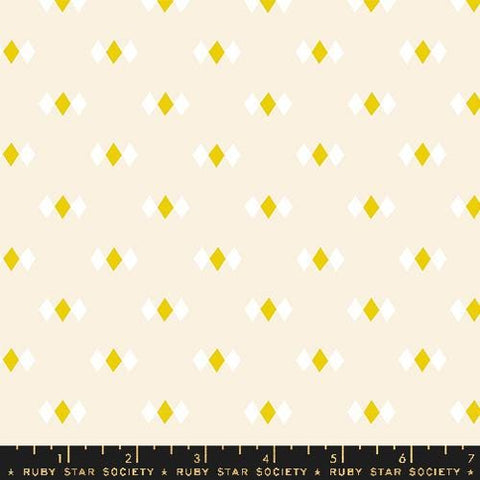 Image of the Juicy Diamonds Shell quilting cotton fabric by Melody Miller for Ruby Star Society, distributed by Moda Fabrics. Features small white diamonds on a cream background. 
Cute Little Fabric Shop