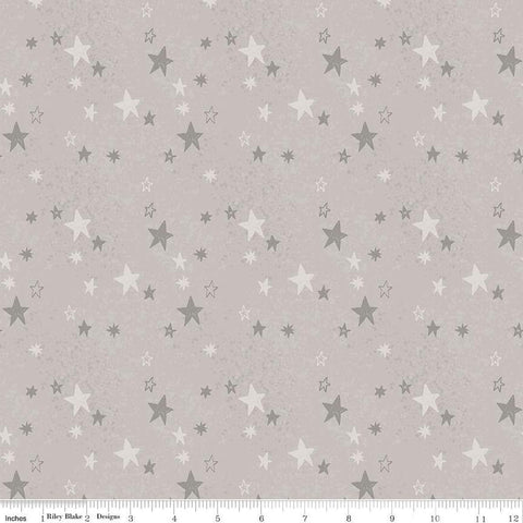 Image of the Flannel Safari Stargazing Boy Stars Gray flannel fabric by Riley Blake Designs. Features animals on a gray background. 
Cute Little Fabric Shop