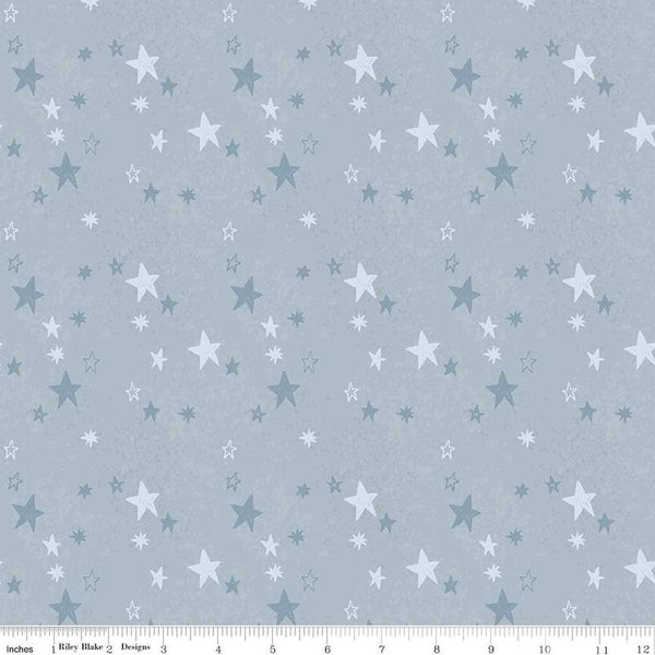 Image of the Flannel Safari Stargazing Boy Stars Blue flannel fabric by Riley Blake Designs. Features animals on a blue background. 
Cute Little Fabric Shop