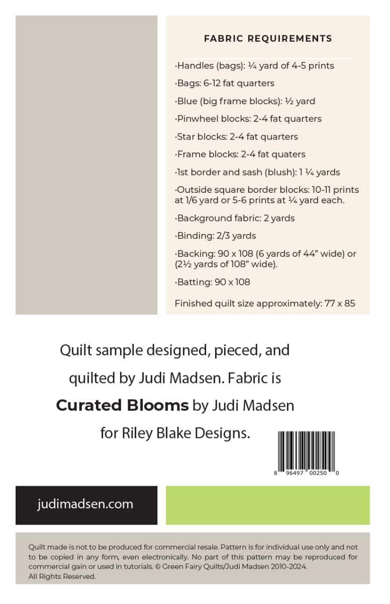 Image of the Off to Market quilt pattern by Judy Madsen for Riley Blake Designs. Features the fabric requirements to construct the quilt.
Cute Little Fabric Shop