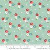 Image of the Laguna Sunrise Blossoms Home Town Sky quilting cotton fabric by Sherri & Chelsi for Moda Fabrics. Features small flowers on a light aqua background. 
Cute Little Fabric Shop