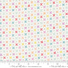 Image of the Laguna Sunrise Orange Peel Off White quilting cotton fabric by Sherri & Chelsi for Moda Fabrics. Features small geometric orange peels on a white background. 
Cute Little Fabric Shop