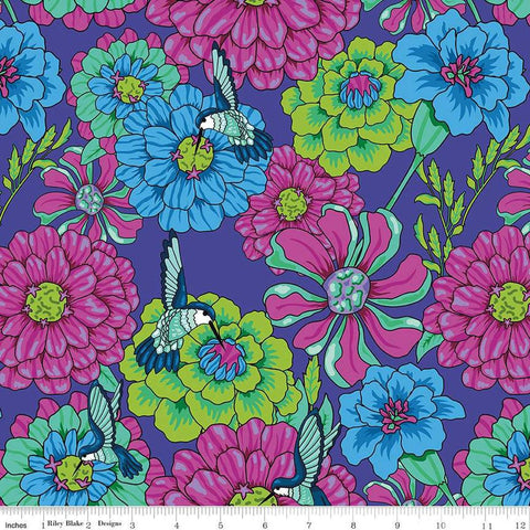 Image of the Botanic Blast Main Purple quilting cotton fabric by Sew Yeah Quilting for Riley Blake Designs. Features large flowers and hummingbirds on a purple background.
Cute Little Fabric Shop