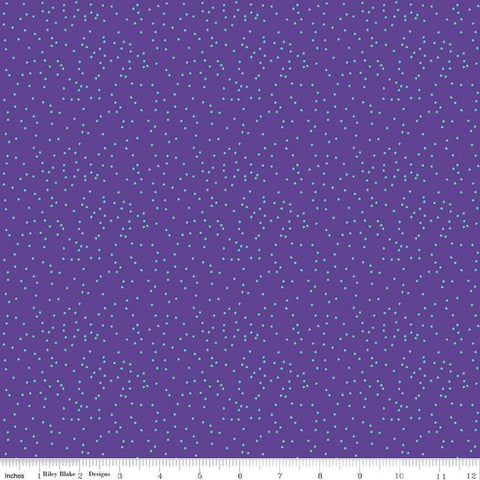 Image of the Botanic Blast Dots Amethyst quilting cotton fabric by Sew Yeah Quilting for Riley Blake Designs. Features small pin dots on a vibrant purple background. 
Cute Little Fabric Shop