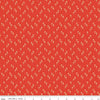 Image of the Wanderlust Jasmine Persimmon quilting cotton fabric by Danelys Sidron for Riley Blake Designs. Features an array of flowers on an orange red background. 
Cute Little Fabric Shop