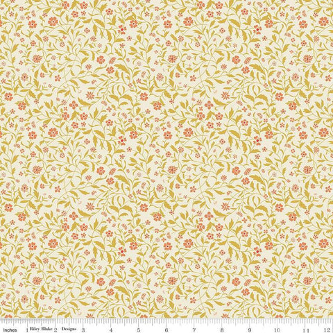 Image of the Wanderlust Hawthorn Cream quilting cotton fabric by Danelys Sidron for Riley Blake Designs. Features vines and flowers on a cream background. 
Cute Little Fabric Shop