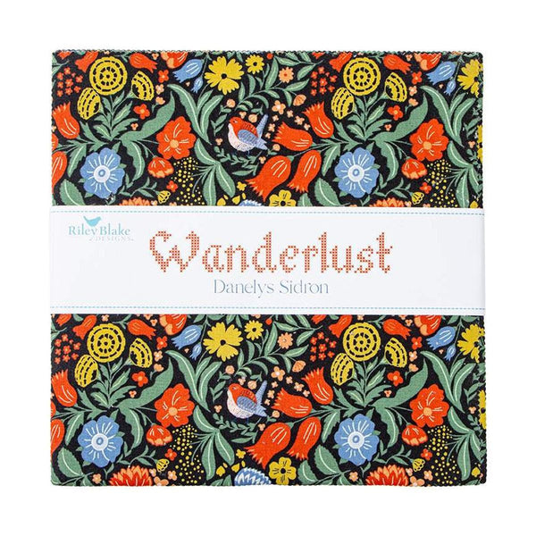 Image of the Wanderlust 10 inch stacker by Danelys Sidron for Riley Blake Designs. Features floral fabrics on many backgrounds. 
Cute Little Fabric Shop