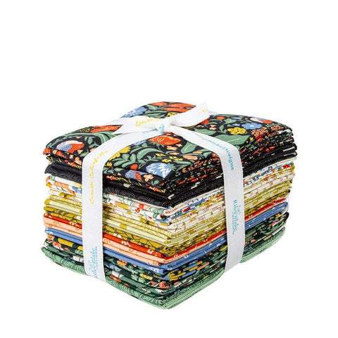 Image of the Wanderlust fat quarter bundle with 21 pieces by Danelys Sidron for Riley Blake Designs. Features floral fabrics with black, yellow, and green patterns. 
Cute Little Fabric Shop