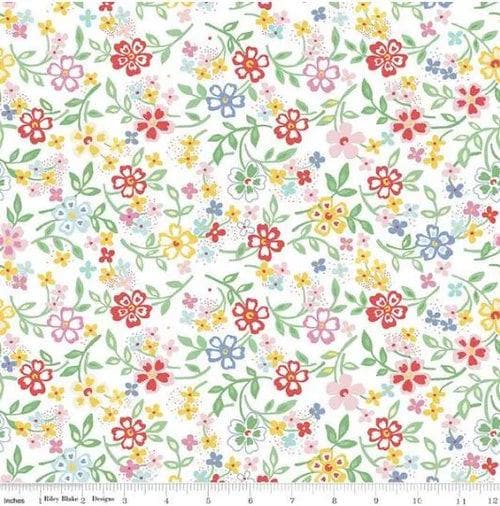 Image of the Always in Season Blooming Bright 107/108 inch Wide
Back White fabric by American Jane for Riley Blake Designs. Features multicolored flowers and vines. 
Cute Little Fabric Shop