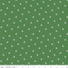 Image of the Perennial Bees Clover quilting cotton fabric by Jill Finley for Riley Blake Designs. Features small bees scattered on a green background. 
Cute Little Fabric Shop