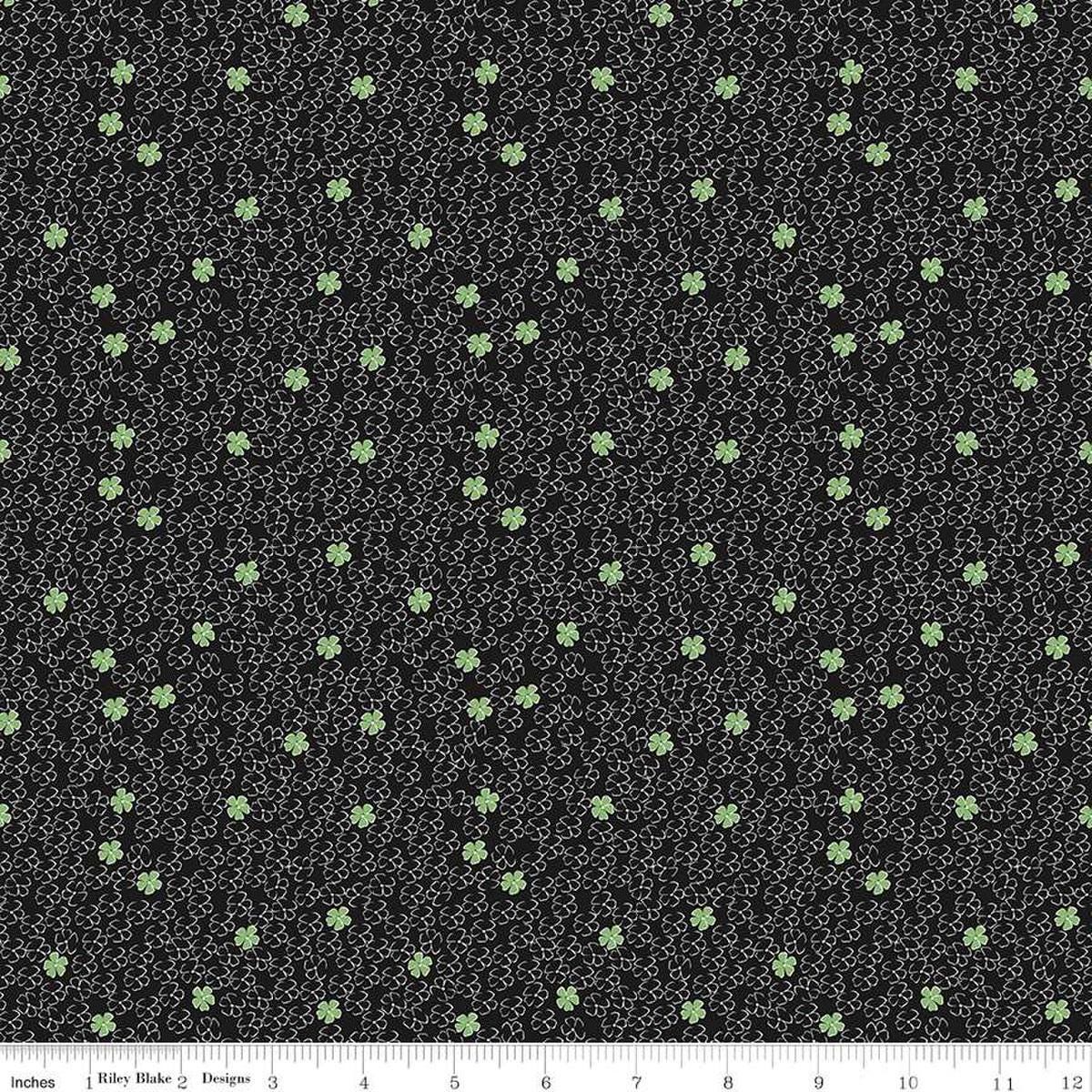 Image of the Perennial Mini Black quilting cotton fabric by Jill Finley for Riley Blake Designs. Features small flowers on a black background. 
Cute Little Fabric Shop