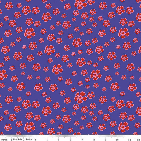 Image of the Botanic Blast Blossoms Purple quilting cotton fabric by Sew Yeah Quilting for Riley Blake Designs. Features scattered flowers on a purple background.
Cute Little Fabric Shop