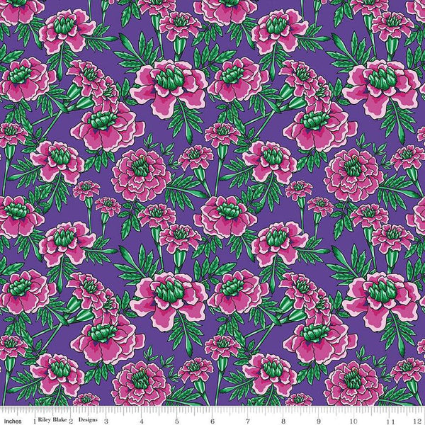 Image of the Botanic Blast Small Carnations Amethyst quilting cotton fabric by Sew Yeah Quilting for Riley Blake Designs. Features carnation flowers on a purple background.
Cute Little Fabric Shop