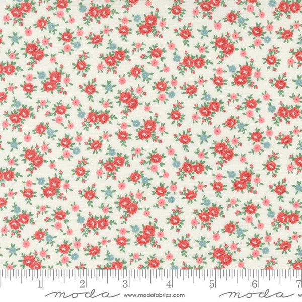 Image of the Rosemary Cottage Ditsy Cream Rosemary quilting cotton fabric by Moda Fabrics. Features small flowers on a cream background.
Cute Little Fabric Shop